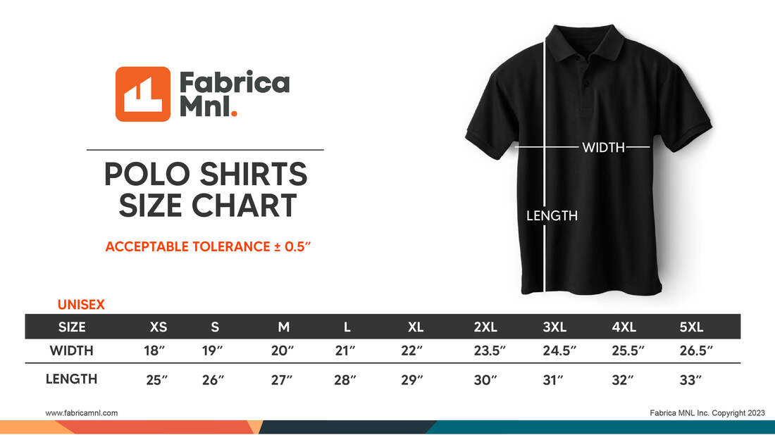 Premium Polo Shirt Size Chart