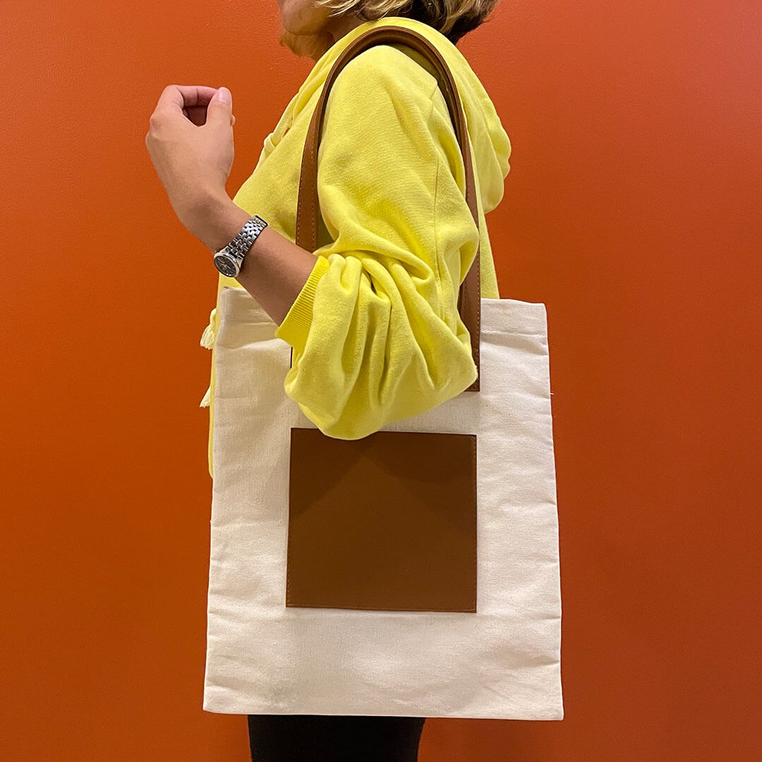LEATHER CANVAS TOTE BAG