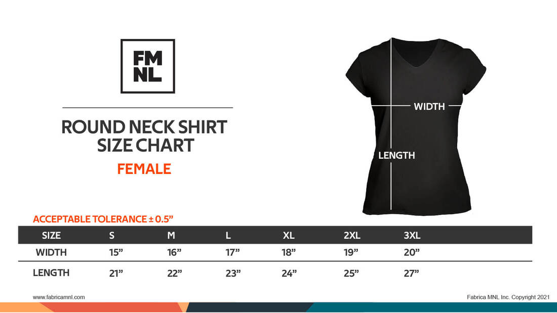 Sublimation Size Chart Round Neck Shirt